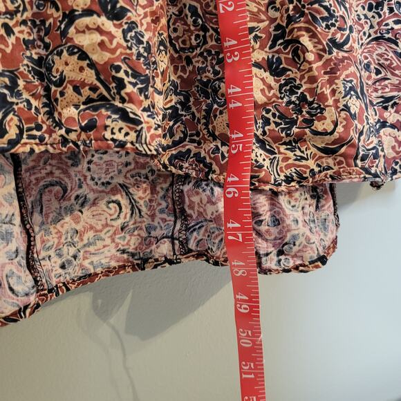 Peruvian Connection Red Floral Maxi Dress Women's Size 10 Cotton Warm Tones Fall - Picture 9 of 9